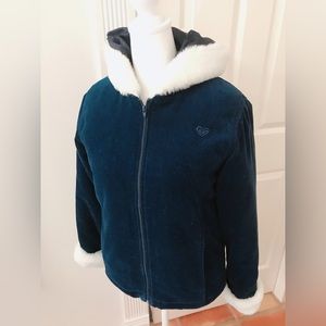 Roxy Girl Royal Blue Winter Coat with White Fur Trim